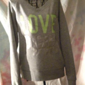 Small PINK Logo Grey Silver Neon Green Sweatshirt